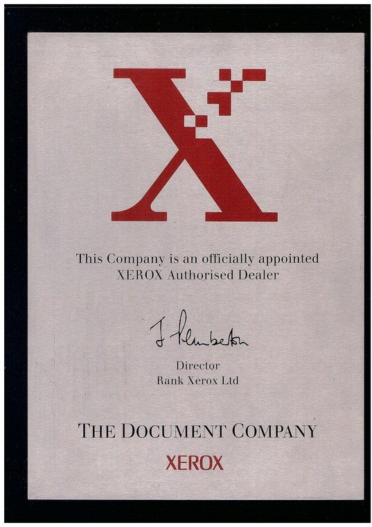 Сертифікат Xerox 1994: Авторизований дилер Xerox