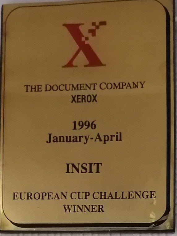 Сертифікат Xerox 1996: European Cup Challenge Winner